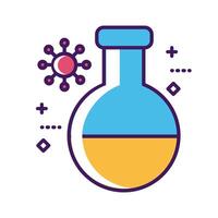 medical test flask laboratory with covid19 line and fill style vector