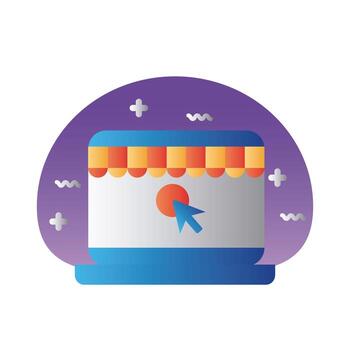 laptop computer with parasol gradient style icon vector