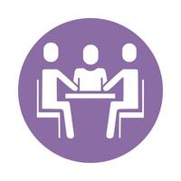 men avatars silhouettes in table block style vector