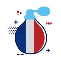 botella de fragancia con estilo plano de bandera de francia vector