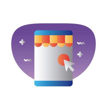 teléfono inteligente con icono de estilo degradado de cursor del mouse vector