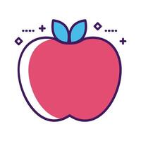 apple fresh fruit line and fill style vector