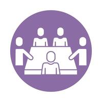men avatars silhouettes in table block style vector