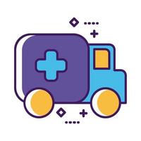 ambulance car vehicle line and fill style vector