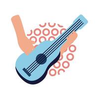 Hands with guitar flat style icon design vector