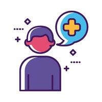 man talking with medical cross symbol line and fill style vector