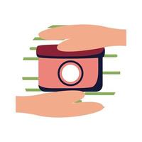 Hands with pot flat style icon vector design