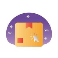 box carton delivery with mouse arrow gradient style vector