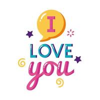 I love you text with bubble flat style icon design vector