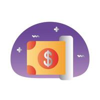 bills money dollars gradient style icon vector