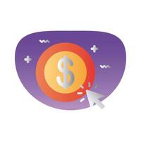 coin money dollar with mouse arrow gradient style vector