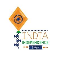 Independence Day India Celebration With Kite Flying Flat Style vector
