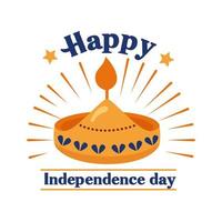 Independence Day India Celebration With Candle Flat Style Icon vector