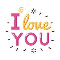 I love you text flat style icon vector design