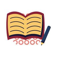 Open book with pencil flat style icon vector design