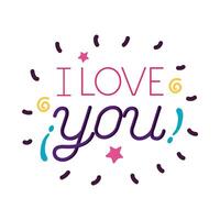I love you text flat style icon design vector