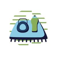 Weight and water bottle on mat flat style icon vector design