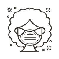 woman using face mask line style icon vector