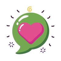 Heart inside communication bubble flat style icon design vector