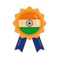 bandera de celebración del día de la independencia india en icono de estilo plano medalla vector