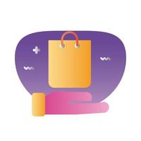 shopping bag gradient style icon vector