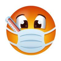 emoji wearing medical mask with thermometer gradient style vector