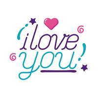 I love you text with heart flat style icon vector design