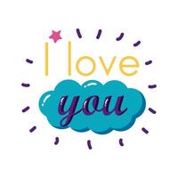 I love you text with cloud flat style icon design vector