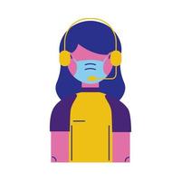 call center female worker flat style icon vector