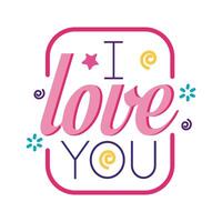 I love you text inside frame flat style icon vector design