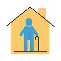 old man in house stays at home flat style vector