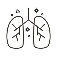 pulmones humanos con icono de estilo de línea covid19 vector