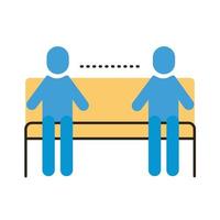 humans on park bench with social distance vector