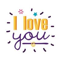 I love you text flat style icon vector design