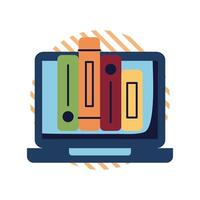 Isolated ebooks on laptop flat style icon vector design