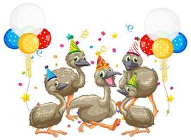 Goose group in party theme cartoon character on white background vector