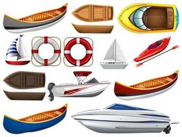 Set of different kind of boats and ships isolated on white background vector