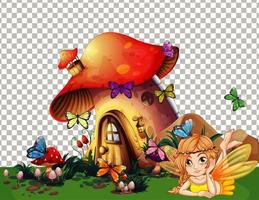 Mushroom house village in fairytale theme vector