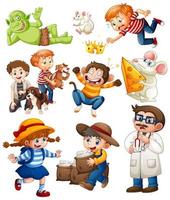 Set of fantasy cartoon character isolated on white background vector