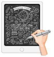 Hand drawing science elements on tablet vector