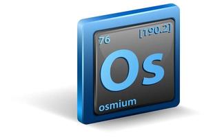 elemento químico osmio. símbolo químico con número atómico y masa atómica. vector