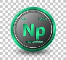 elemento químico neptunio. símbolo químico con número atómico y masa atómica. vector