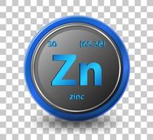 elemento químico zinc. símbolo químico con número atómico y masa atómica. vector