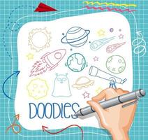 Hand drawing space element doodle on paper vector