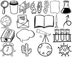 Set of science and nature items and symbols hand drawn doodle vector