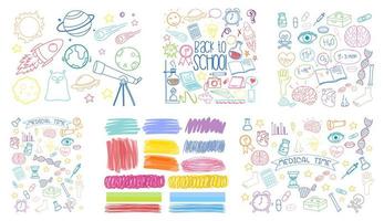 Set of colorful object and symbol hand drawn doodle on white background vector