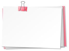 Blank papers and binder clip template vector