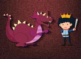 Little knight and dragon cartoon character vector