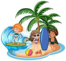 Children at the island isolated vector