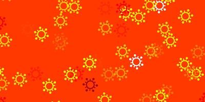 Light orange vector background with covid-19 symbols.